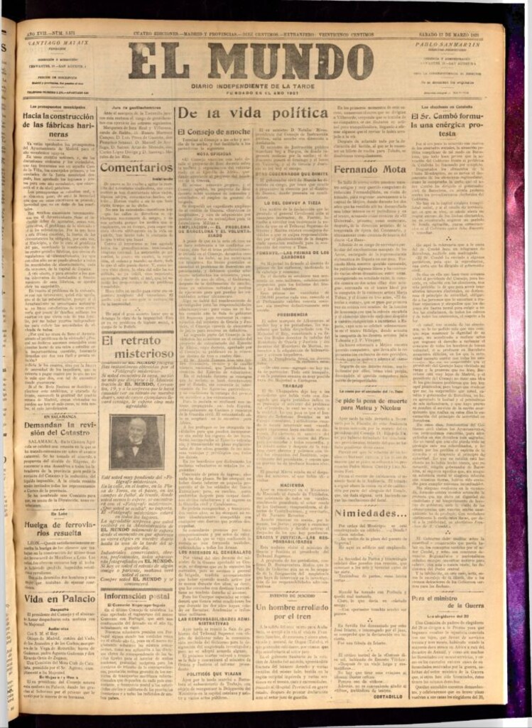 Miniatura de El Mundo del 17 de marzo de 1923