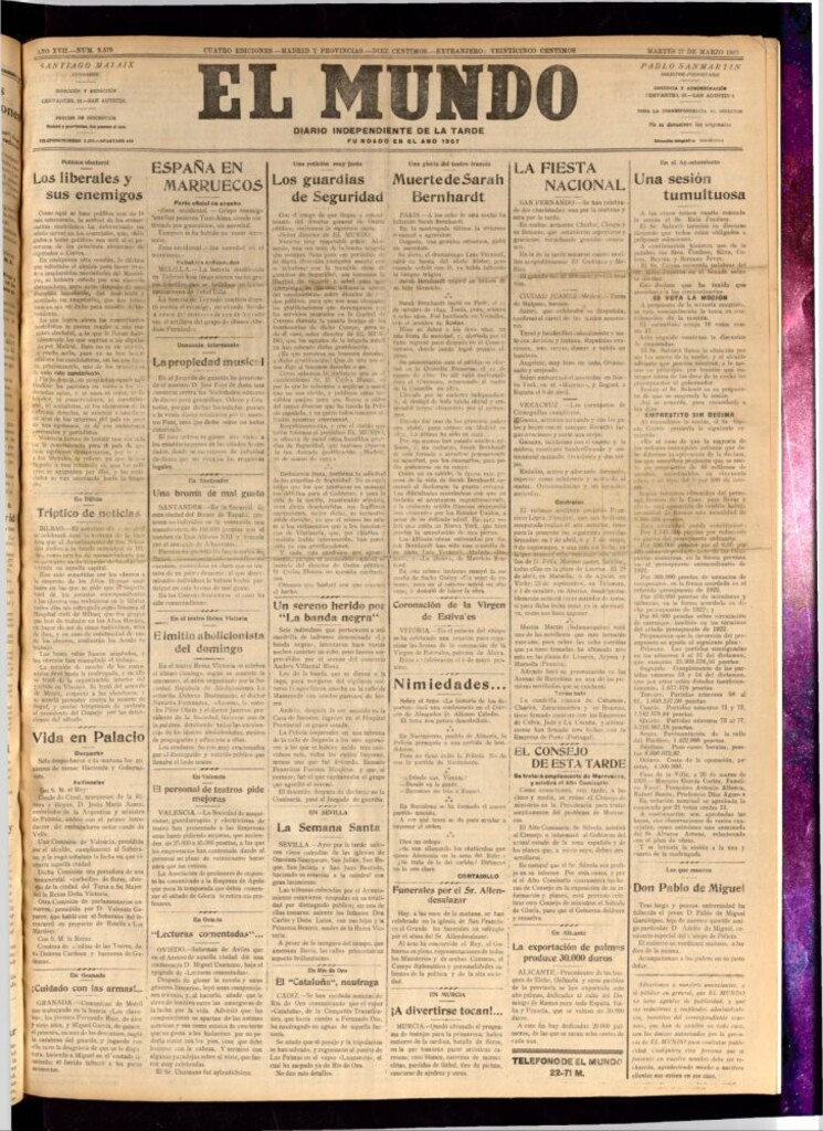 Miniatura de El Mundo del 27 de marzo de 1923