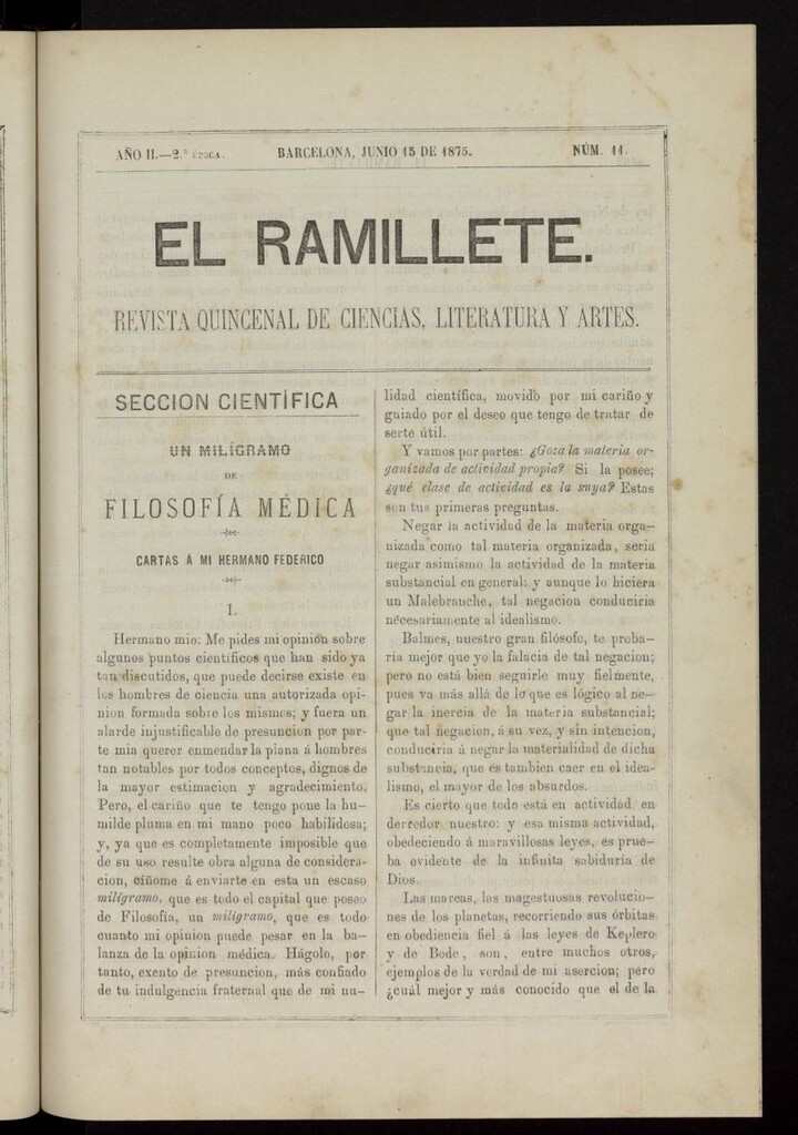 Miniatura de El ramillete : revista quincenal de ciencias, literatura y artes del 15 de junio de 1875