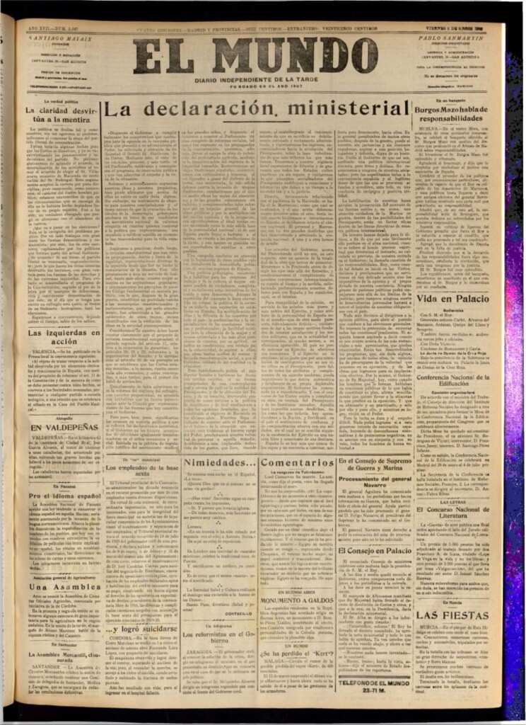 Miniatura de El Mundo del 6 de abril de 1923