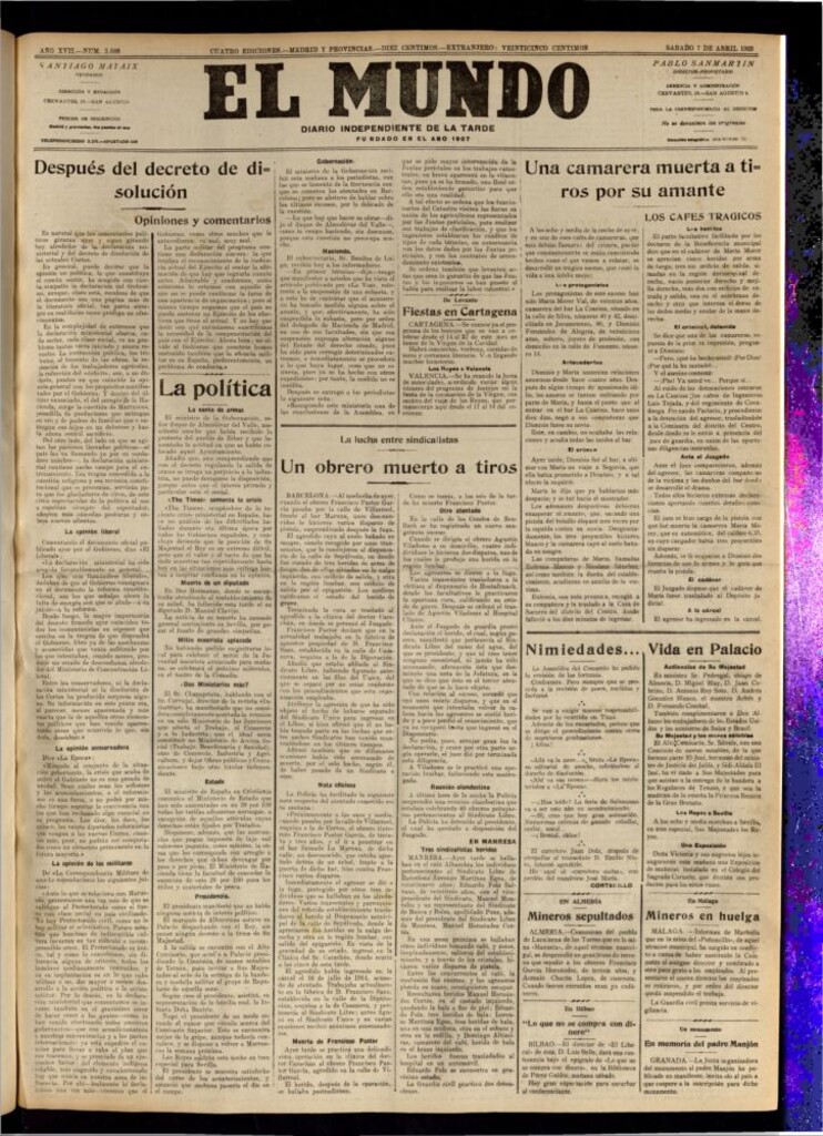 Miniatura de El Mundo del 7 de abril de 1923