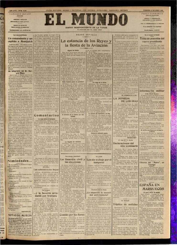 Miniatura de El Mundo del 13 de abril de 1923