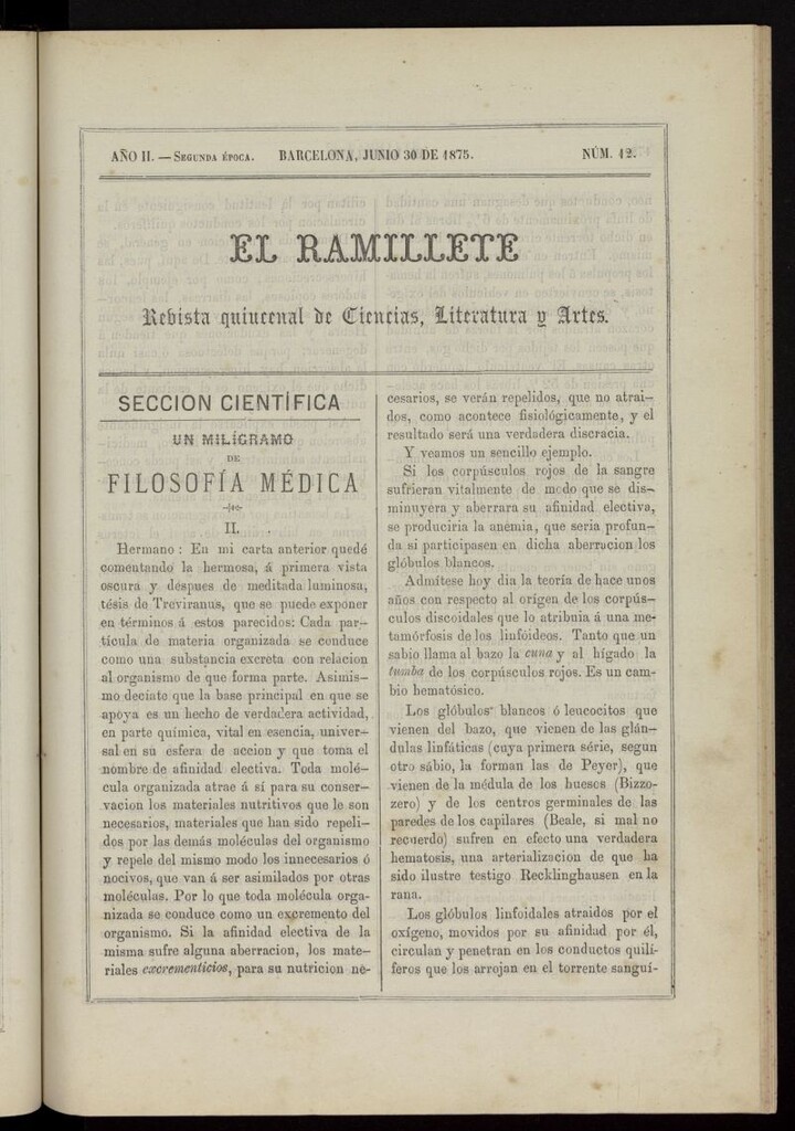 Miniatura de El ramillete : revista quincenal de ciencias, literatura y artes del 30 de junio de 1875