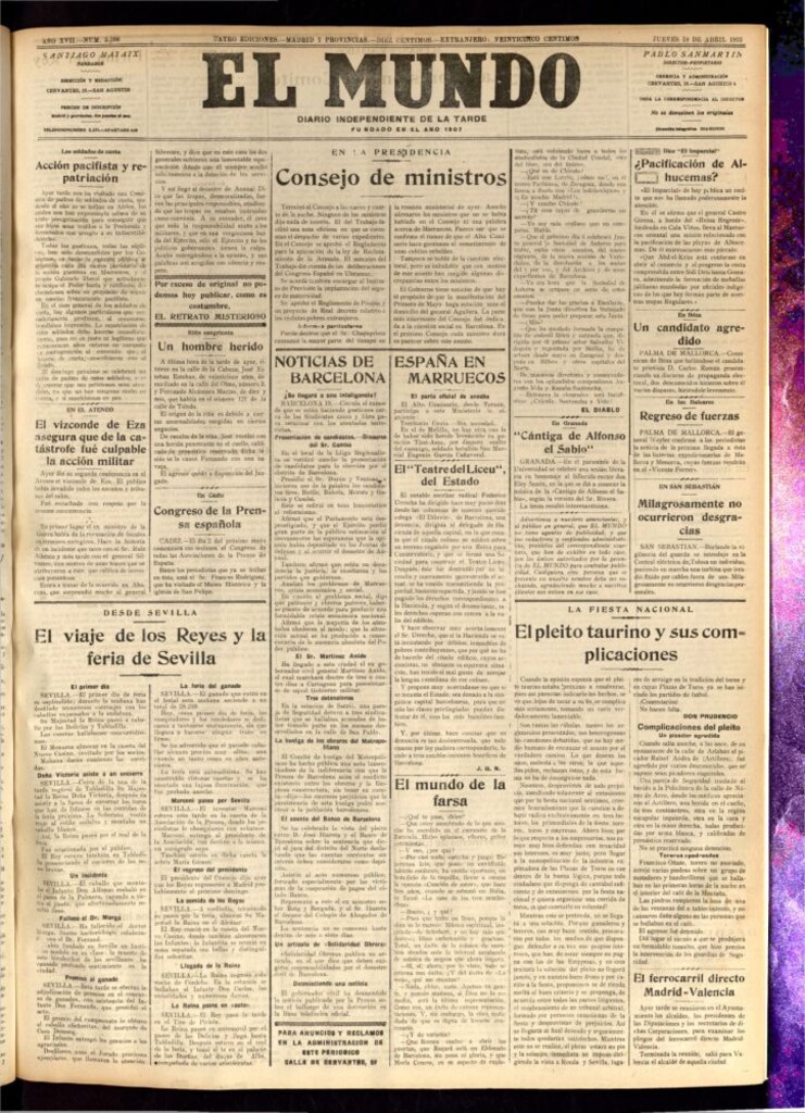 Miniatura de El Mundo del 19 de abril de 1923