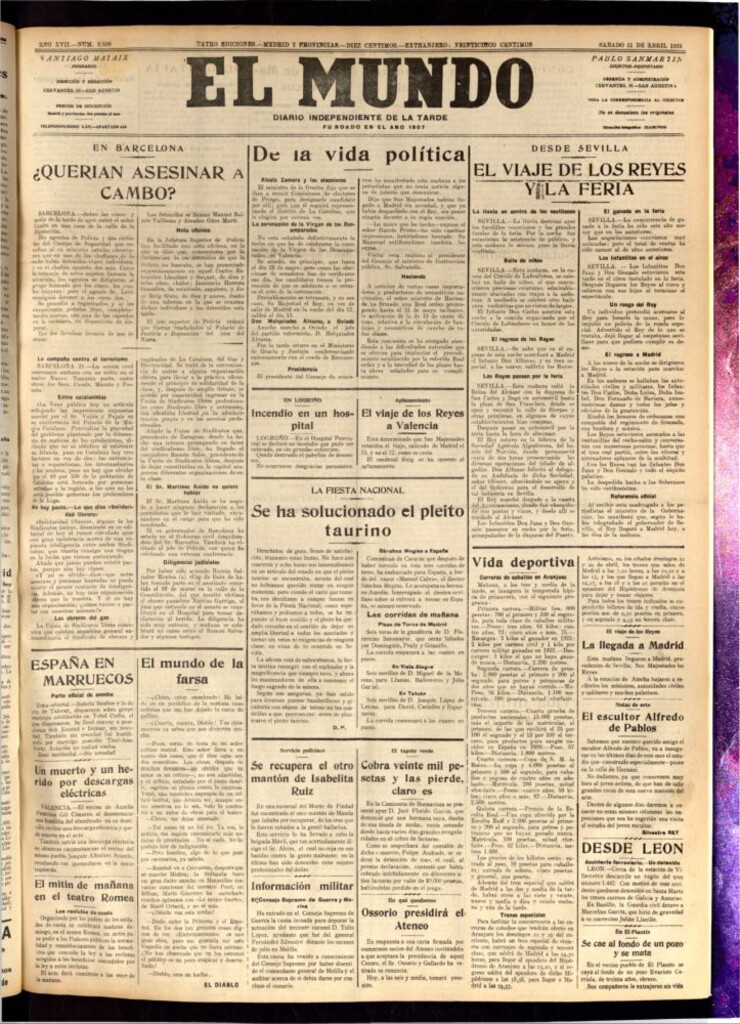 Miniatura de El Mundo del 21 de abril de 1923