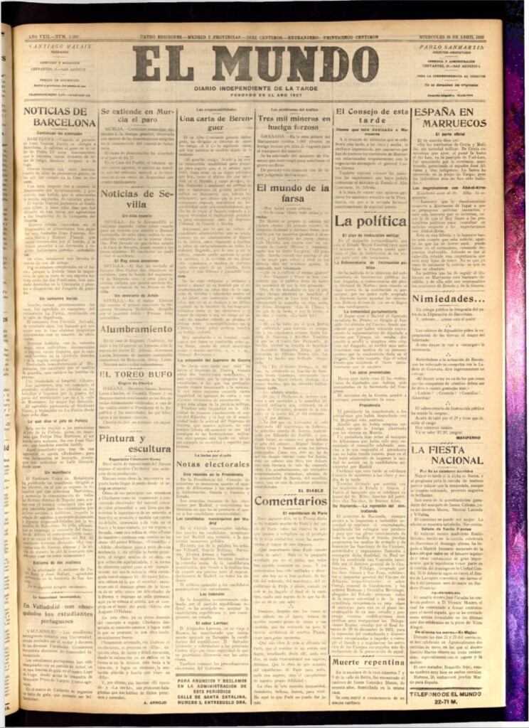 Miniatura de El Mundo del 25 de abril de 1923