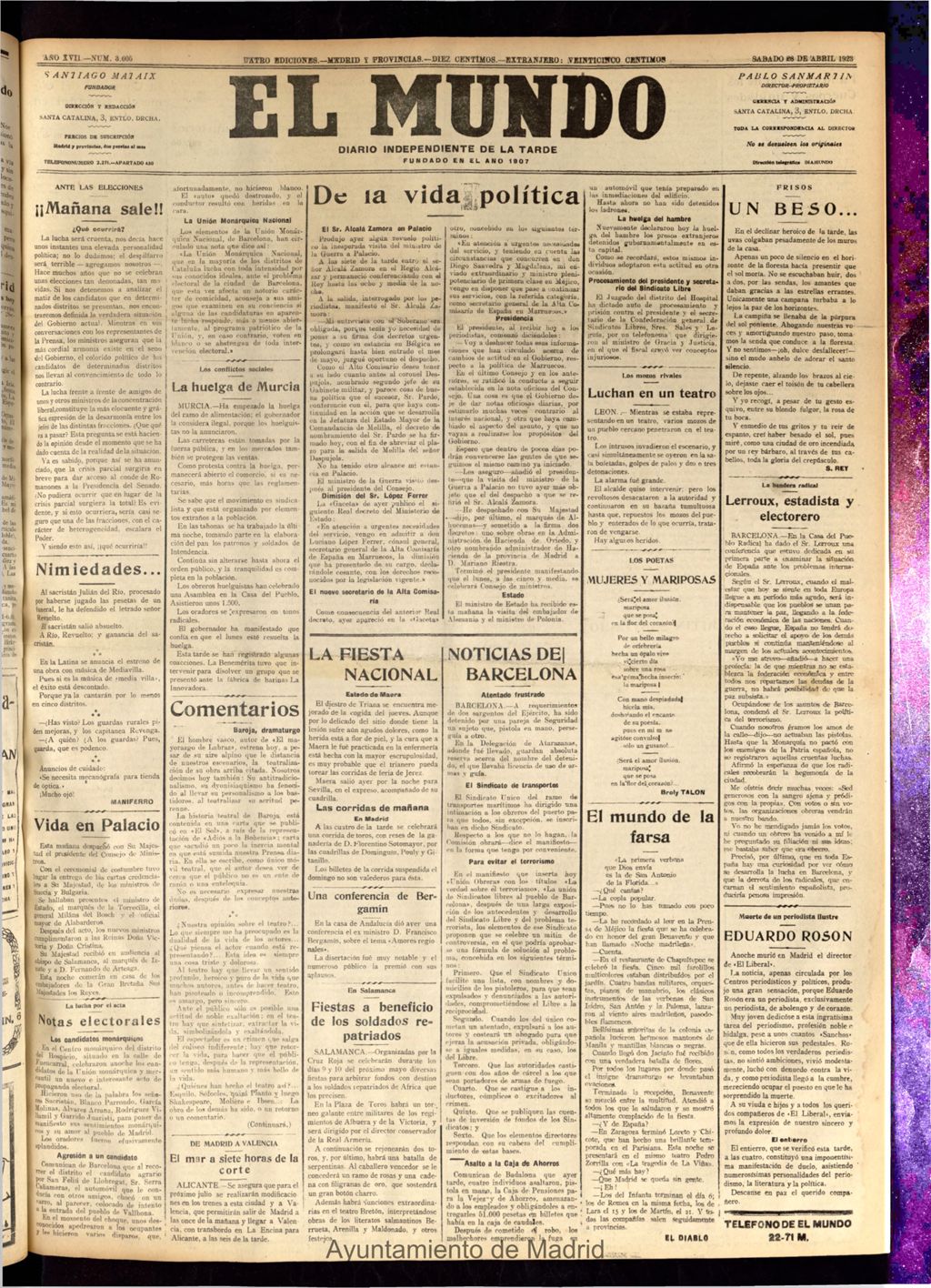 Miniatura de El Mundo del 28 de abril de 1923