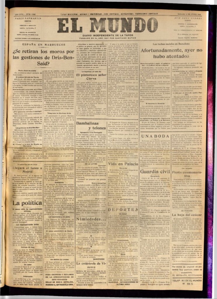 Miniatura de El Mundo del 9 de junio de 1923