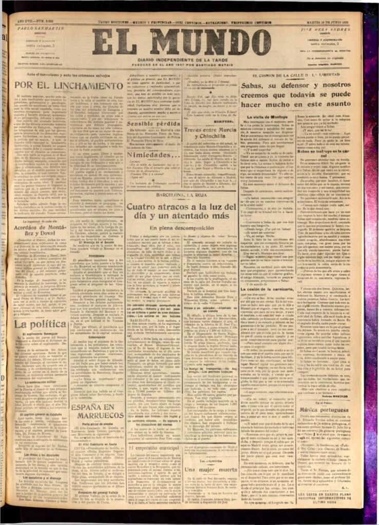 Miniatura de El Mundo del 19 de junio de 1923