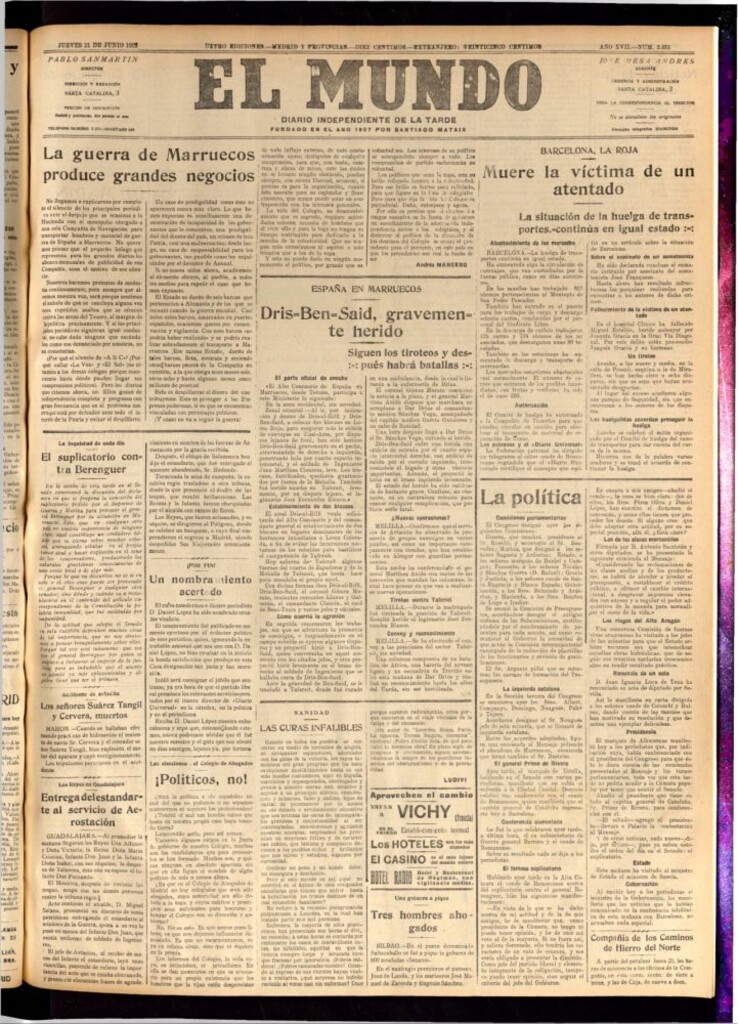 Miniatura de El Mundo del 21 de junio de 1923