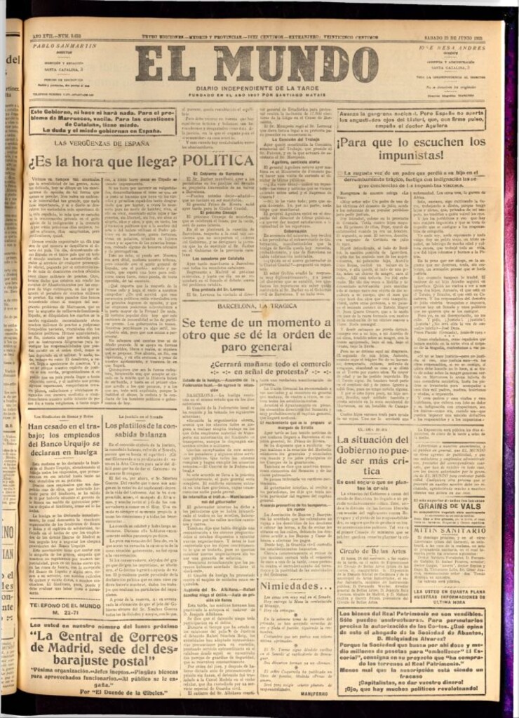Miniatura de El Mundo del 23 de junio de 1923