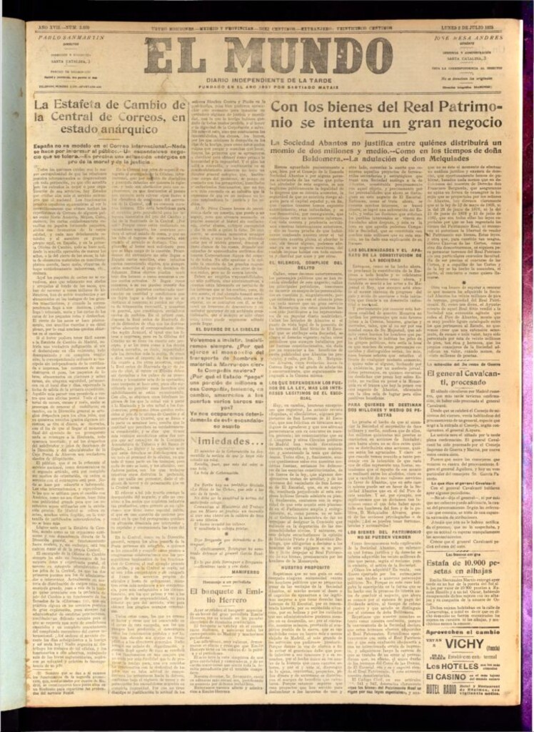 Miniatura de El Mundo del 2 de julio de 1923