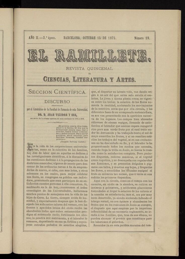 Miniatura de El ramillete : revista quincenal de ciencias, literatura y artes del 15 de octubre de 1875