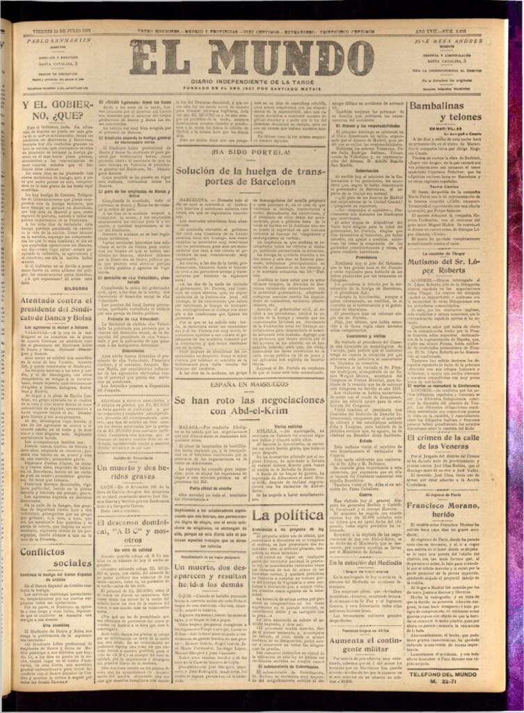 Miniatura de El Mundo del 13 de julio de 1923