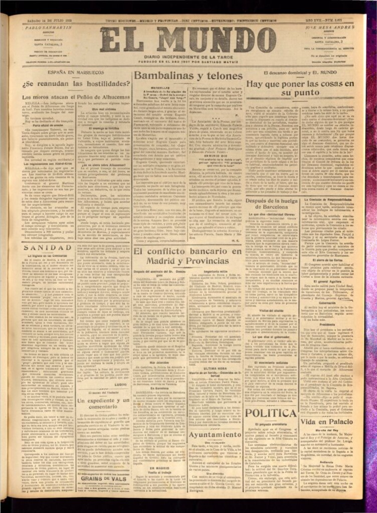 Miniatura de El Mundo del 14 de julio de 1923