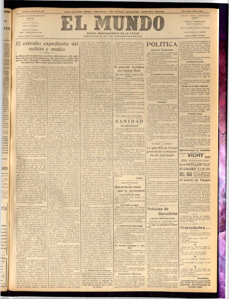 Miniatura de El Mundo del 16 de julio de 1923