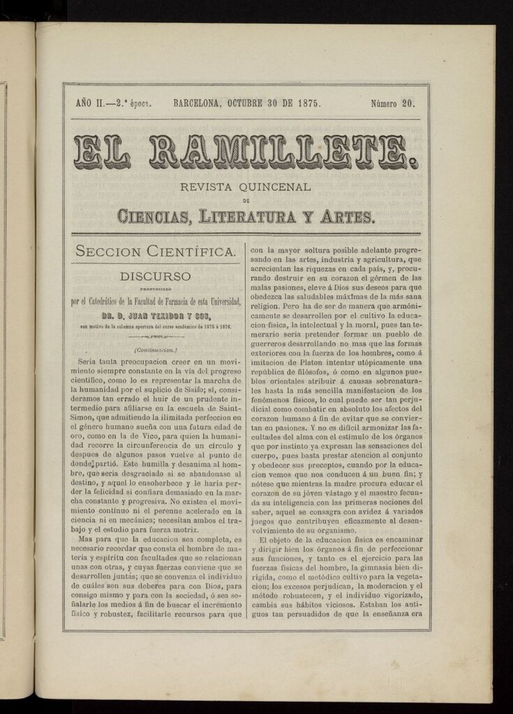 Miniatura de El ramillete : revista quincenal de ciencias, literatura y artes del 30 de octubre de 1875