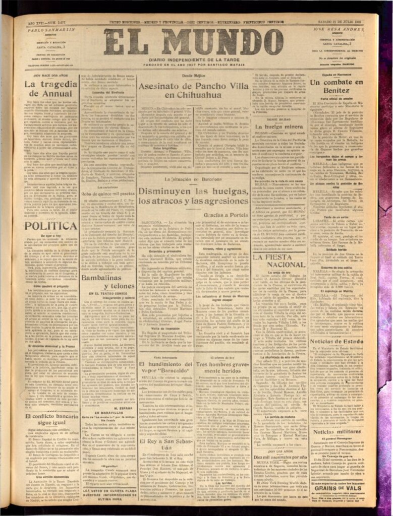 Miniatura de El Mundo del 21 de julio de 1923
