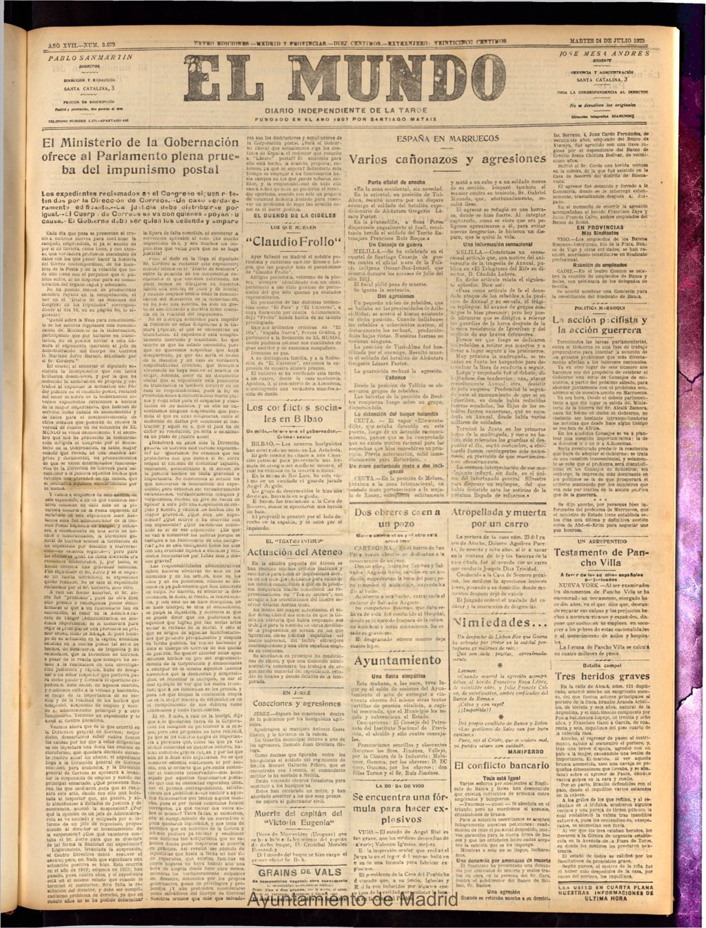 Miniatura de El Mundo del 24 de julio de 1923