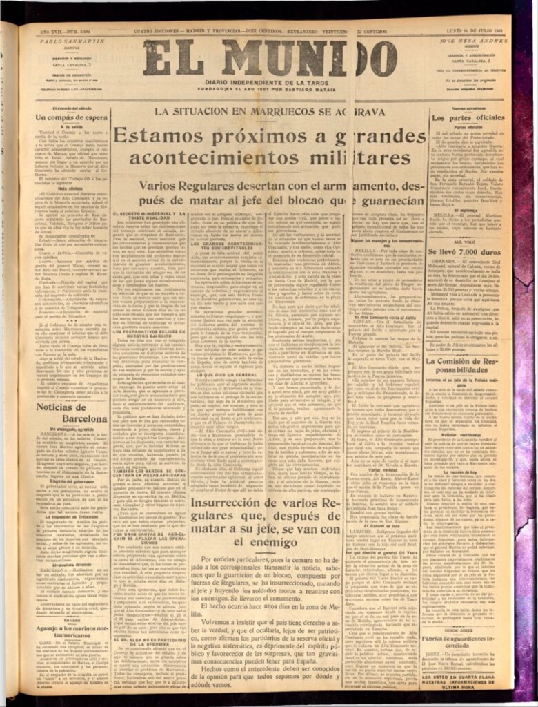 Miniatura de El Mundo del 30 de julio de 1923