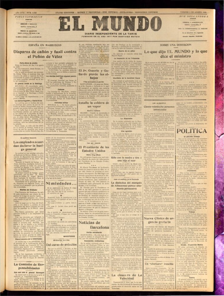 Miniatura de El Mundo del 3 de agosto de 1923