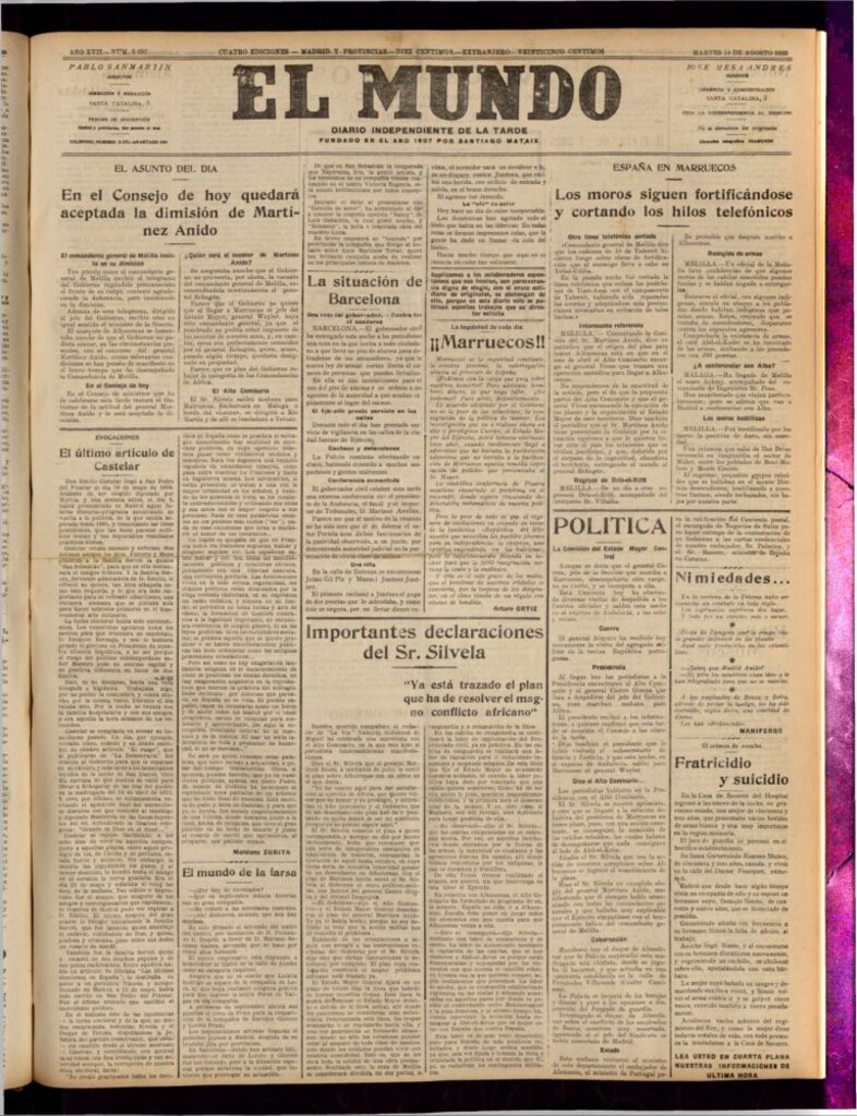 Miniatura de El Mundo del 14 de agosto de 1923