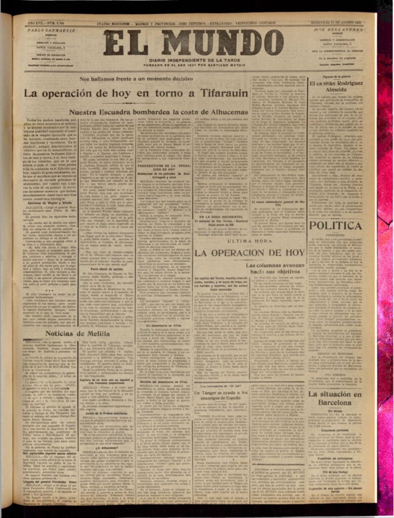 Miniatura de El Mundo del 22 de agosto de 1923