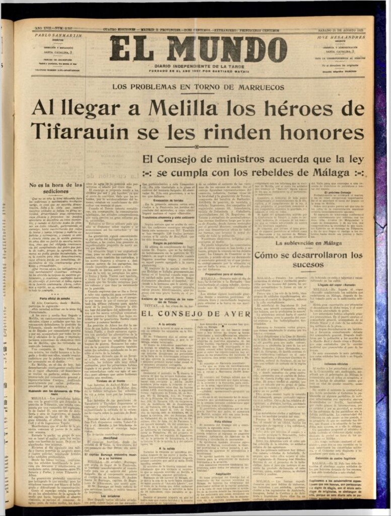 Miniatura de El Mundo del 25 de agosto de 1923