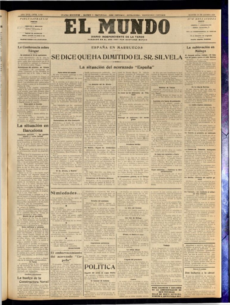 Miniatura de El Mundo del 28 de agosto de 1923