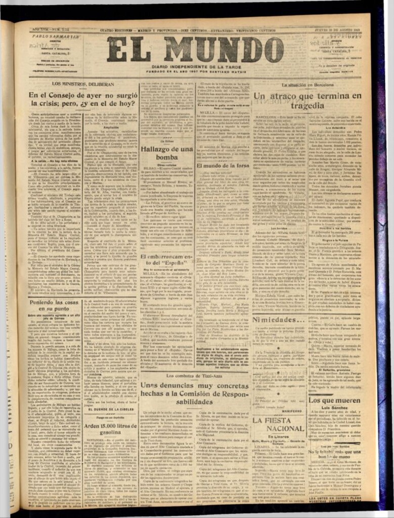 Miniatura de El Mundo del 30 de agosto de 1923