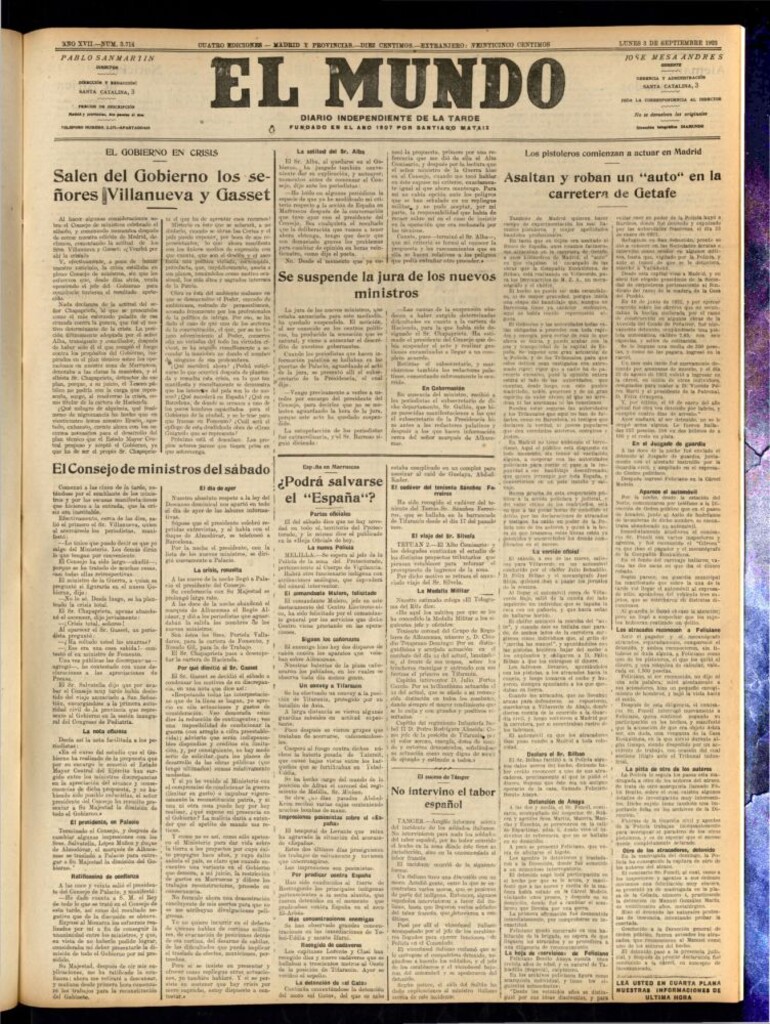Miniatura de El Mundo del 3 de septiembre de 1923