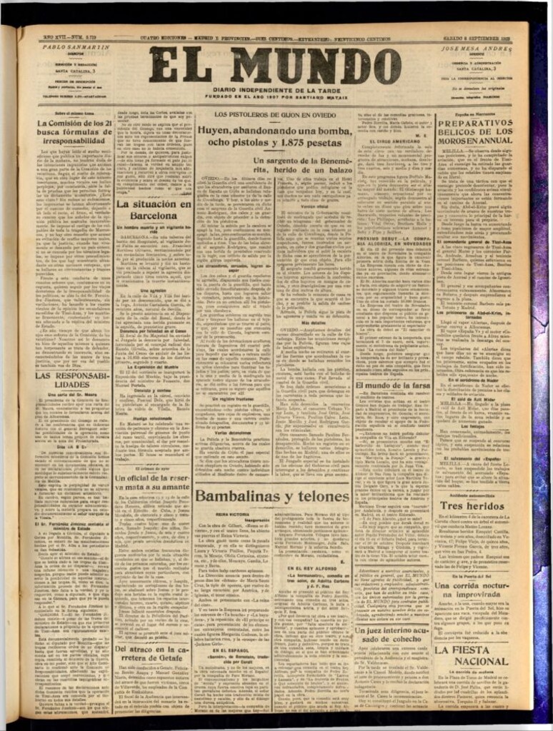 Miniatura de El Mundo del 8 de septiembre de 1923
