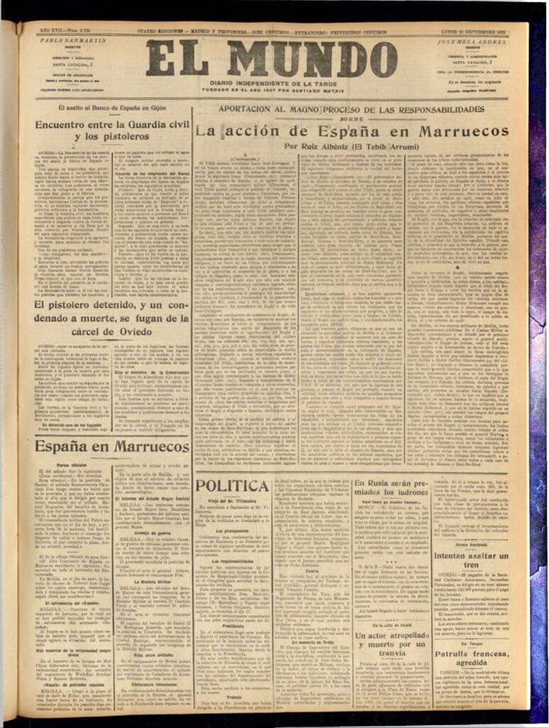 Miniatura de El Mundo del 10 de septiembre de 1923