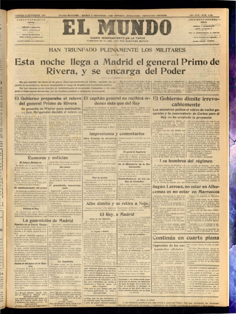 Miniatura de El Mundo del 14 de septiembre de 1923