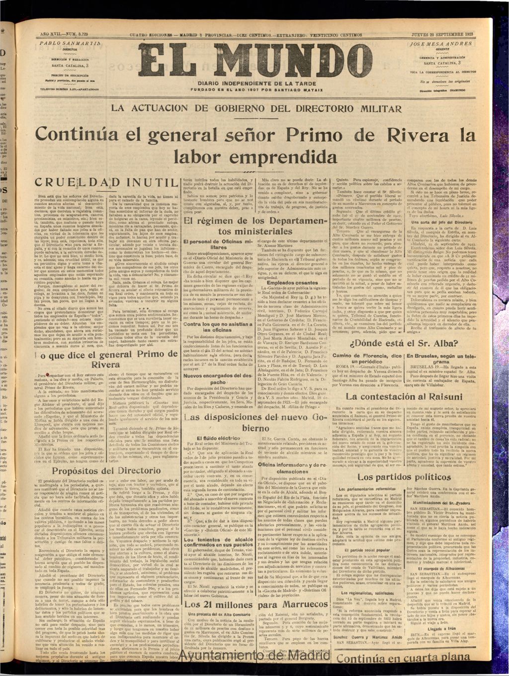 Miniatura de El Mundo del 20 de septiembre de 1923