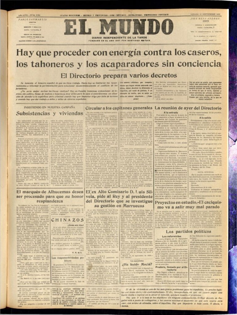 Miniatura de El Mundo del 22 de septiembre de 1923