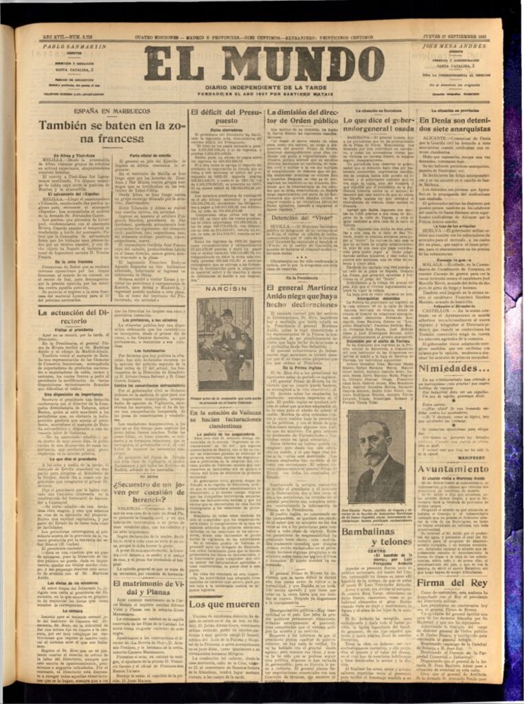 Miniatura de El Mundo del 27 de septiembre de 1923