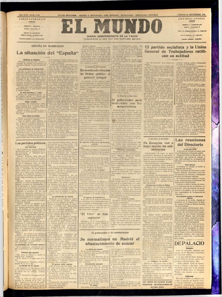 Miniatura de El Mundo del 28 de septiembre de 1923