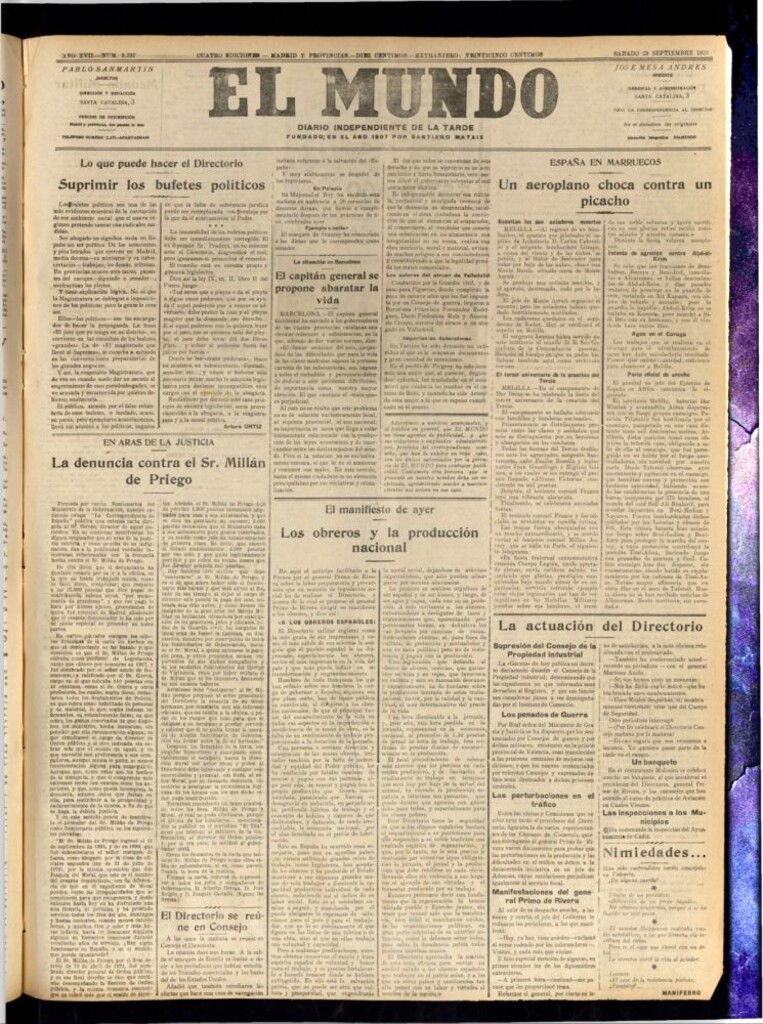 Miniatura de El Mundo del 29 de septiembre de 1923