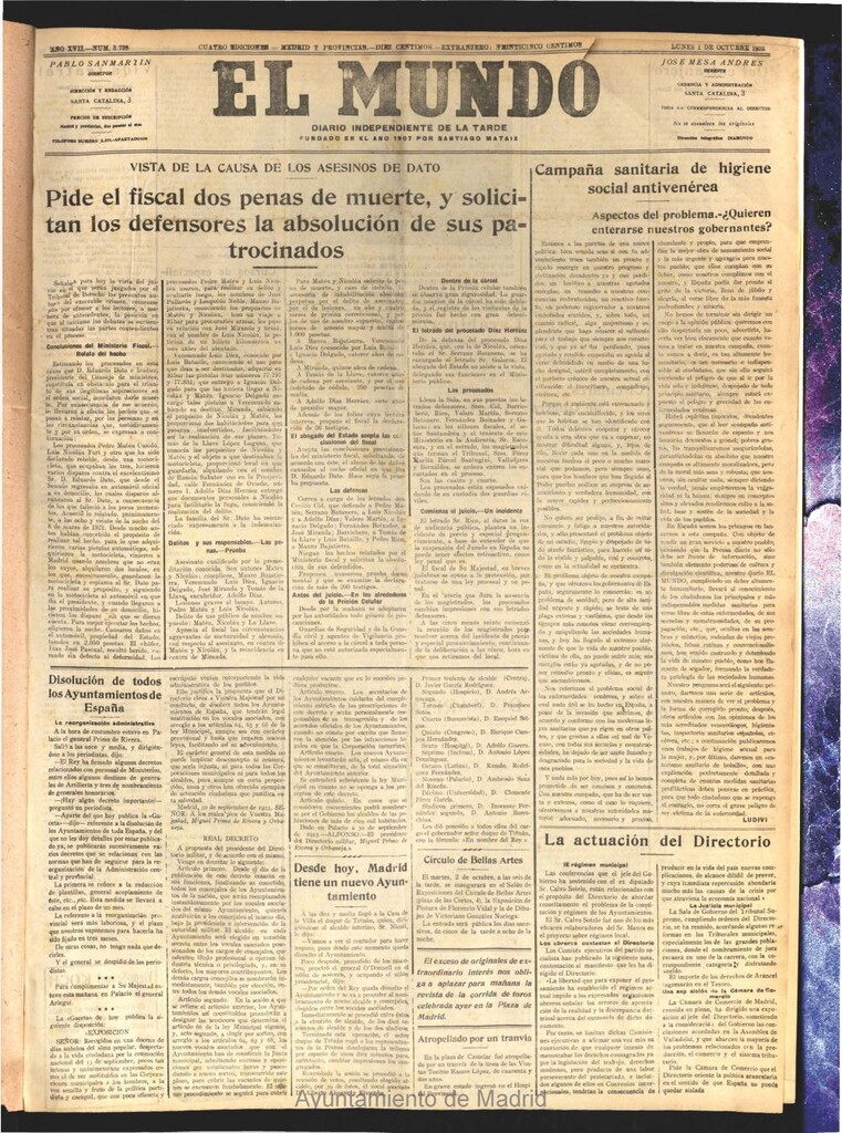 Miniatura de El Mundo del 1 de octubre de 1923