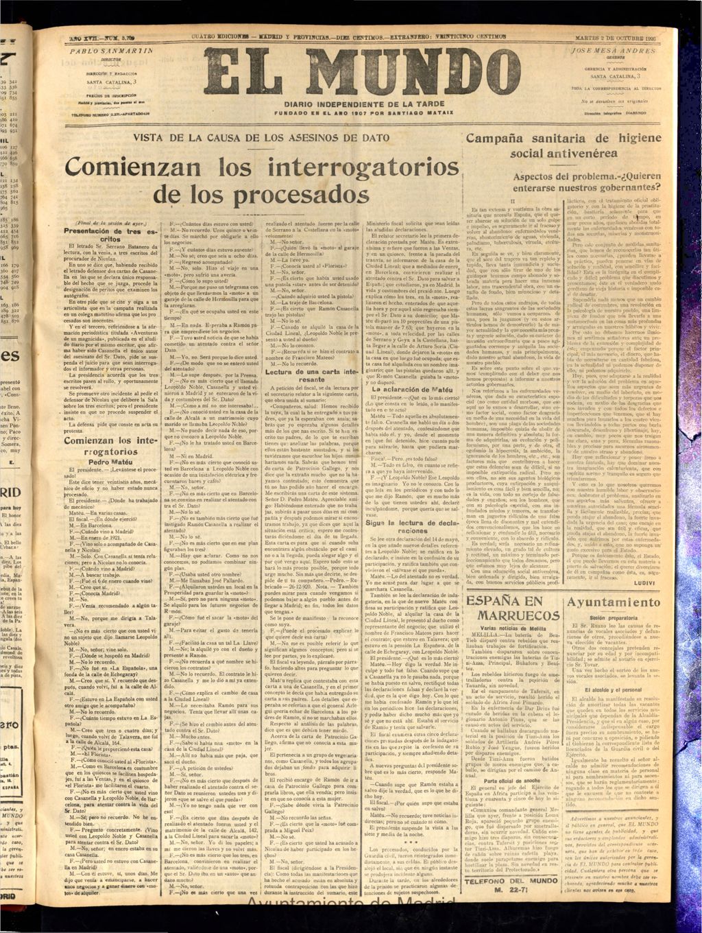 Miniatura de El Mundo del 2 de octubre de 1923