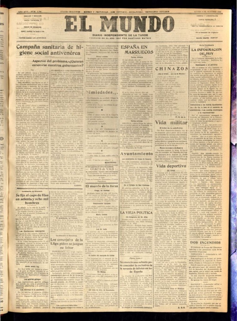 Miniatura de El Mundo del 8 de octubre de 1923