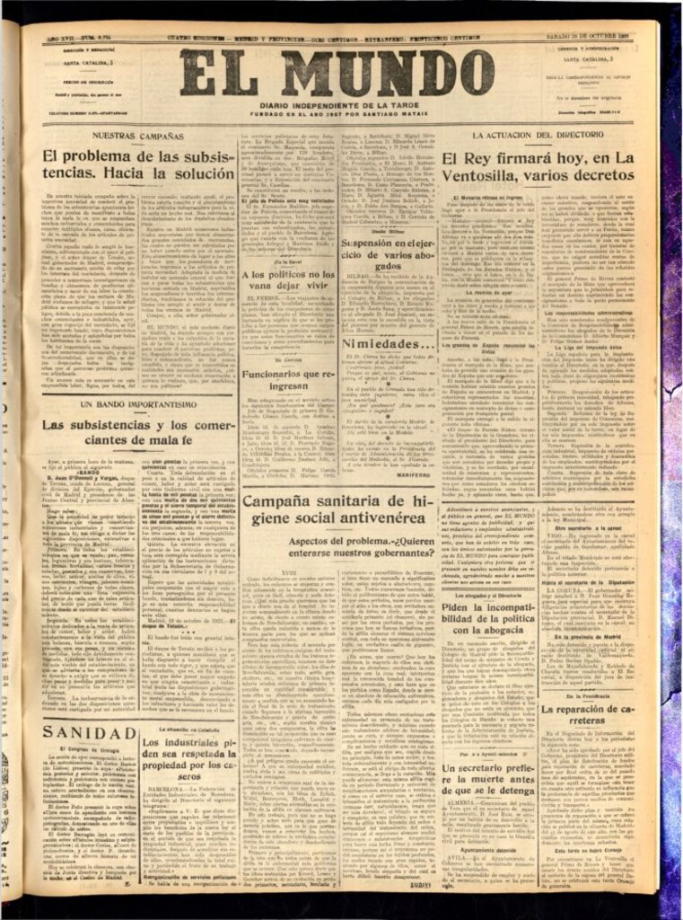 Miniatura de El Mundo del 20 de octubre de 1923