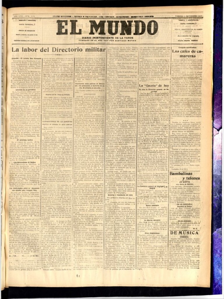 Miniatura de El Mundo del 9 de noviembre de 1923