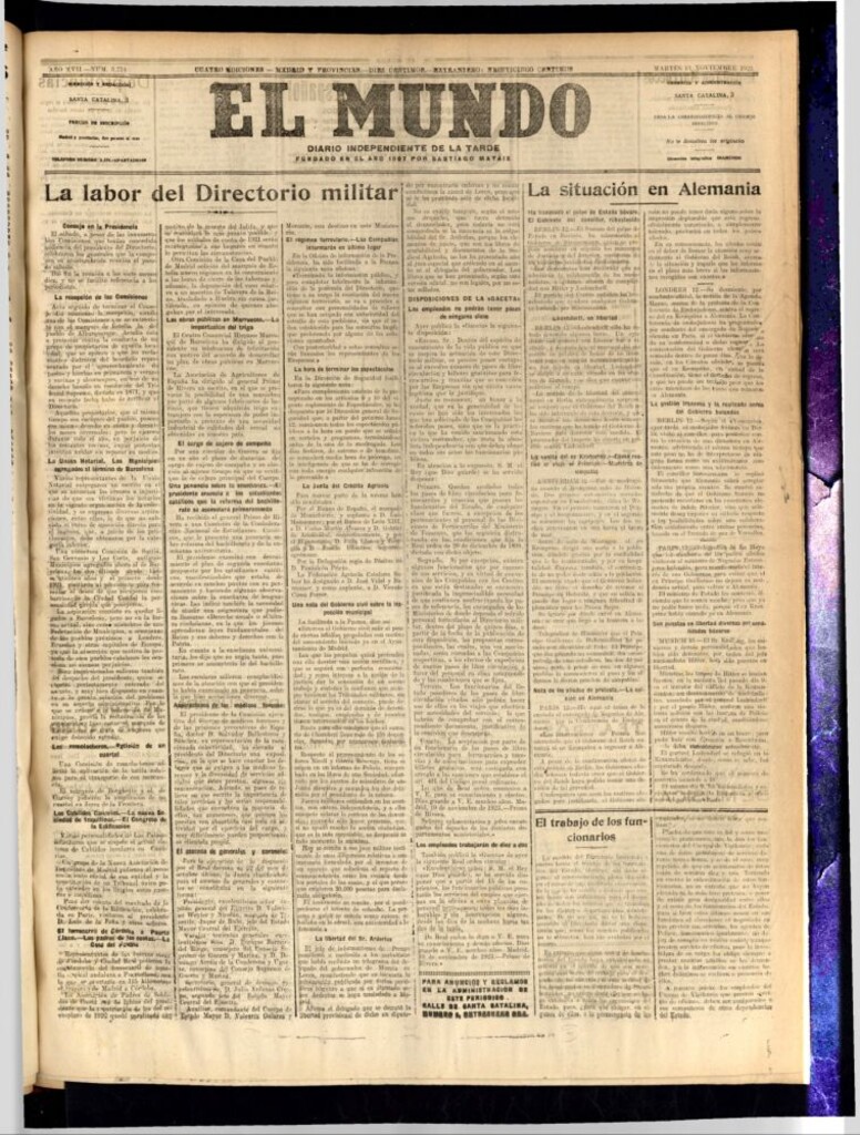 Miniatura de El Mundo del 13 de noviembre de 1923