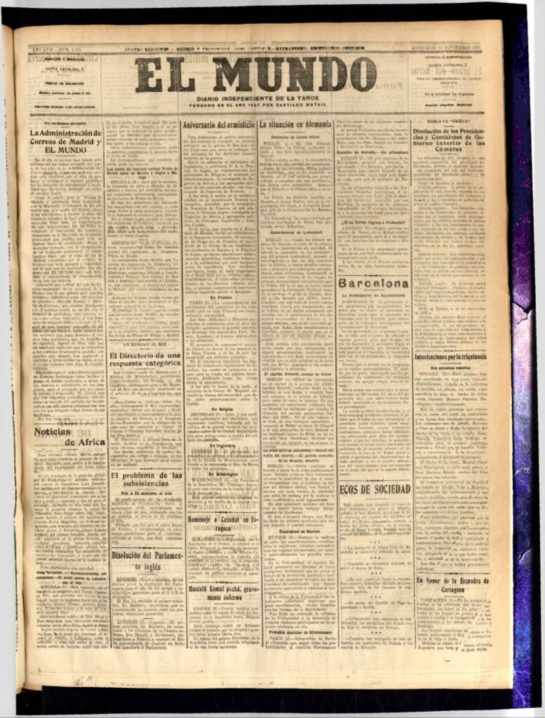 Miniatura de El Mundo del 14 de noviembre de 1923