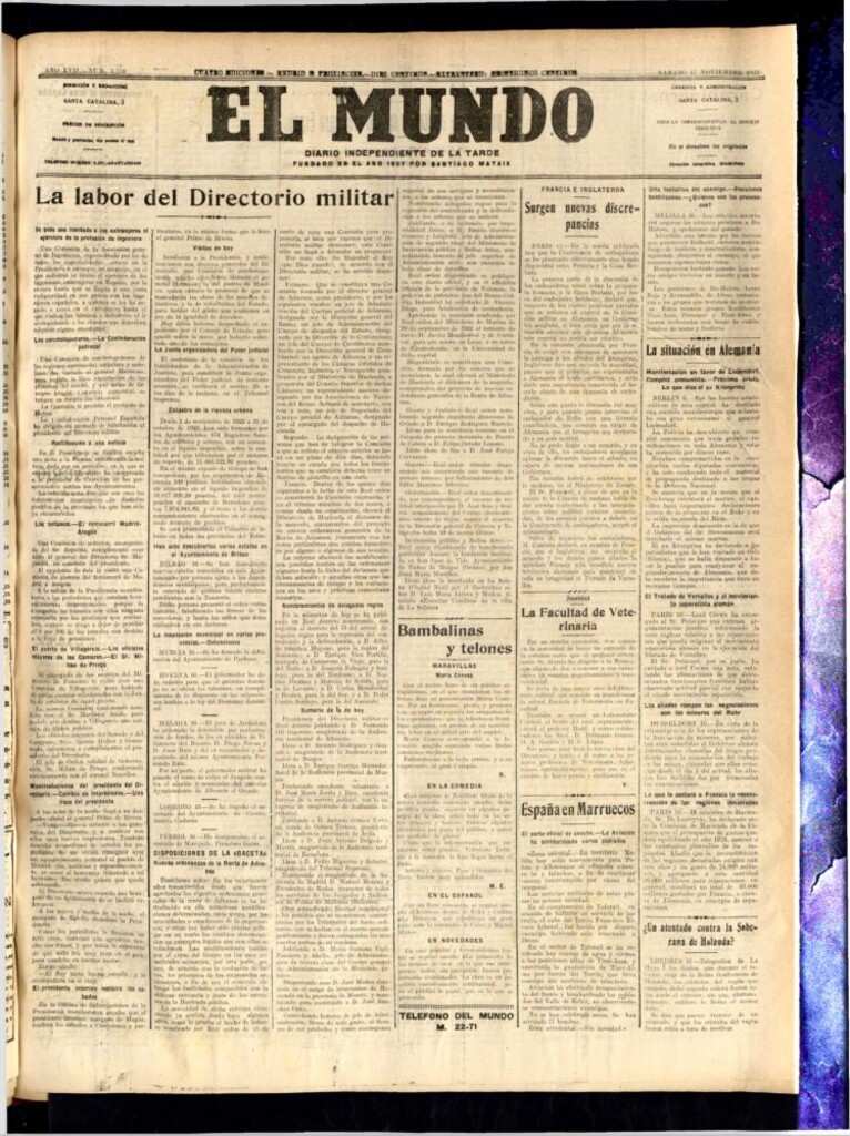 Miniatura de El Mundo del 17 de noviembre de 1923