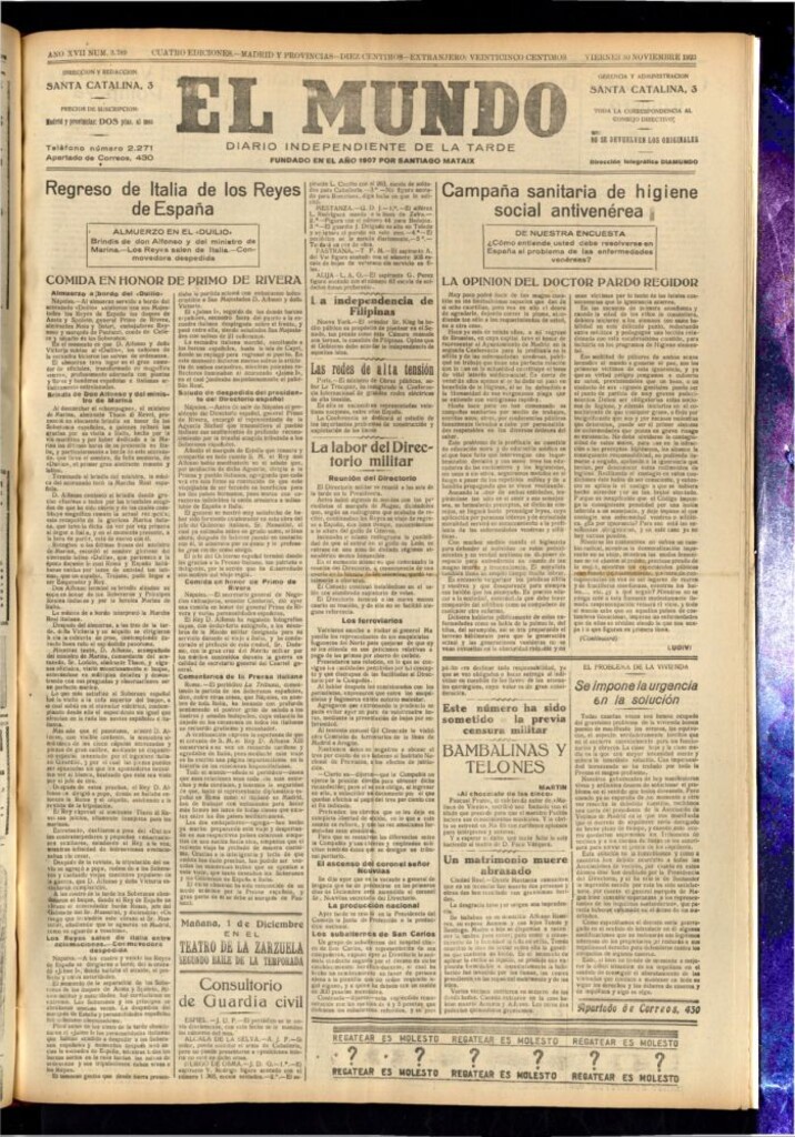 Miniatura de El Mundo del 30 de noviembre de 1923