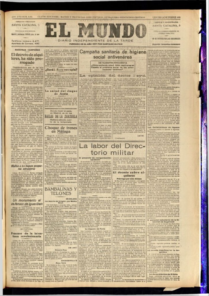 Miniatura de El Mundo del 14 de diciembre de 1923