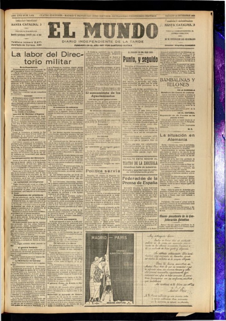 Miniatura de El Mundo del 15 de diciembre de 1923